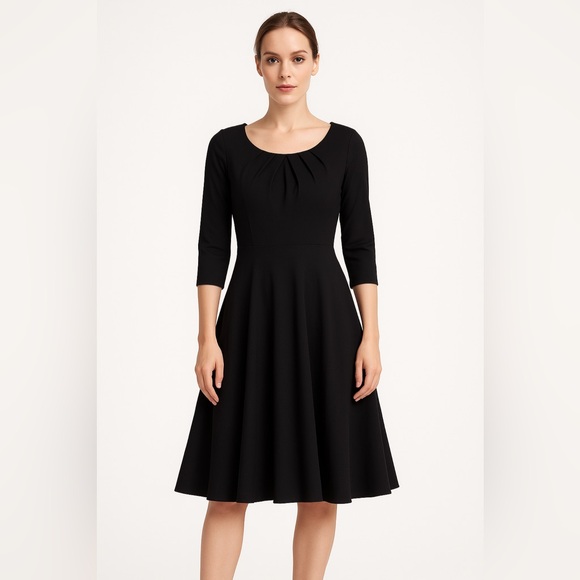 MUXXN Dresses & Skirts - MUXXN Black Fit & Flare Dress – 3/4 Sleeve Size L